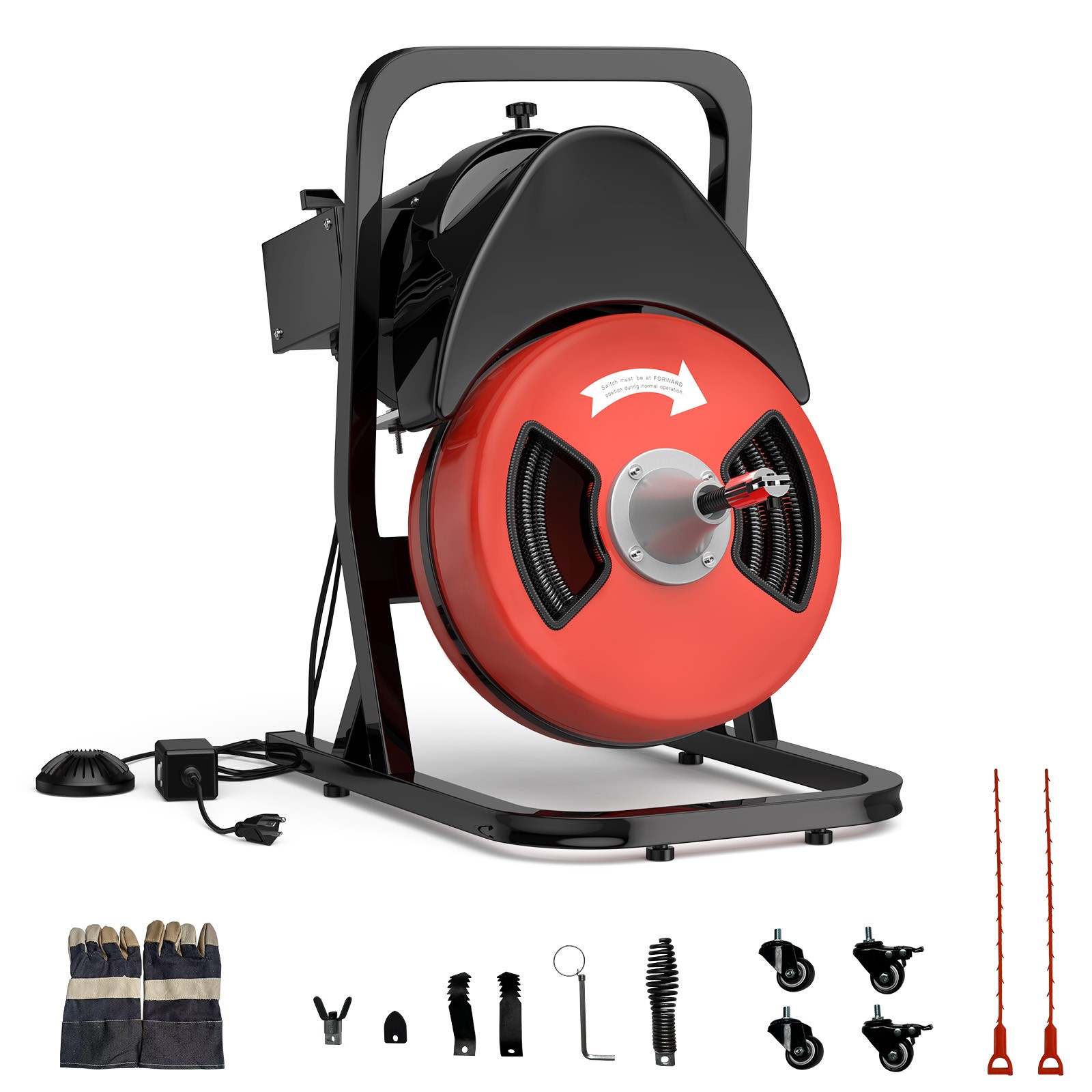 Electric Drain Cleaner Machine 50FT x 1/2″ 450W Auto-Feed Sewer Snake Auger