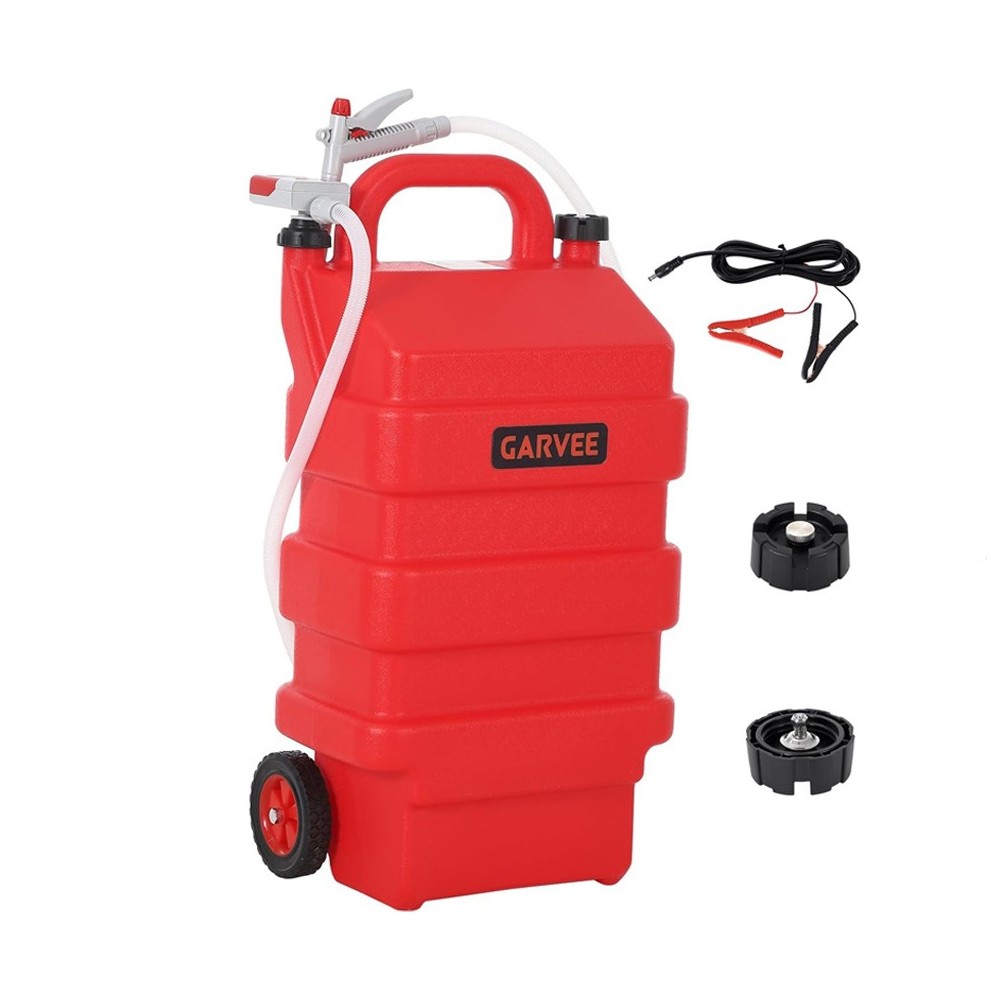 16 Gallon 60L Portable Fuel Caddy Tank w/12V/4AA Battery Powered Transfer Pump