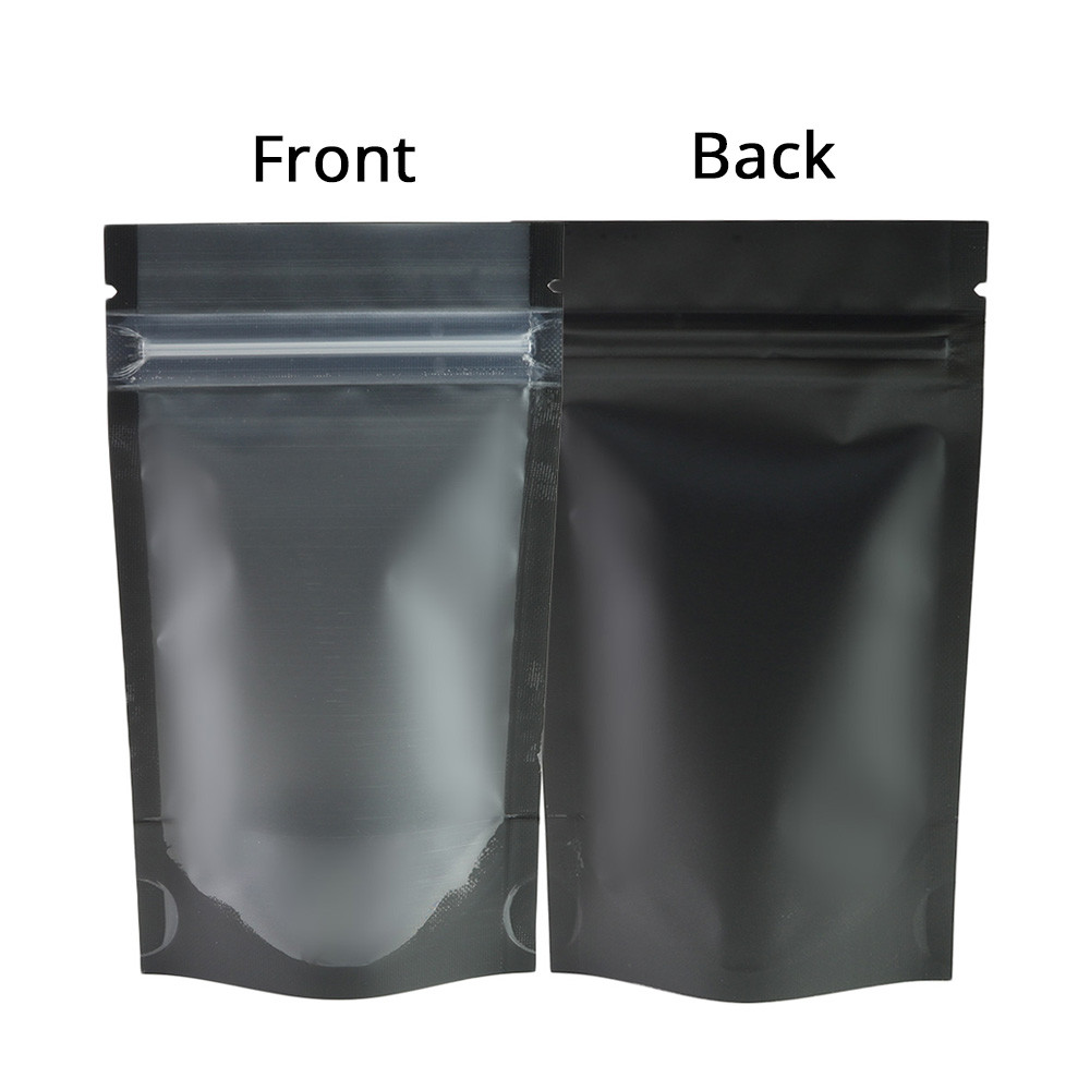 5x7in Matte Clear Front Black Back Mylar Stand up Zip Lock Bag w/Machine B03