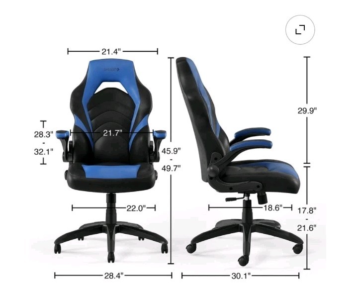 Emerge Blue/Black Computer Gaming Chair w/ Flip-Up Arms, Headrest