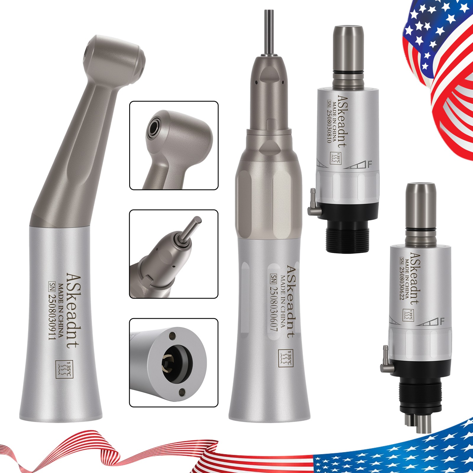 Dental Contra Angle Straight Nosecone Handpiece Air Motor Low Speed 2/4 Holes FX