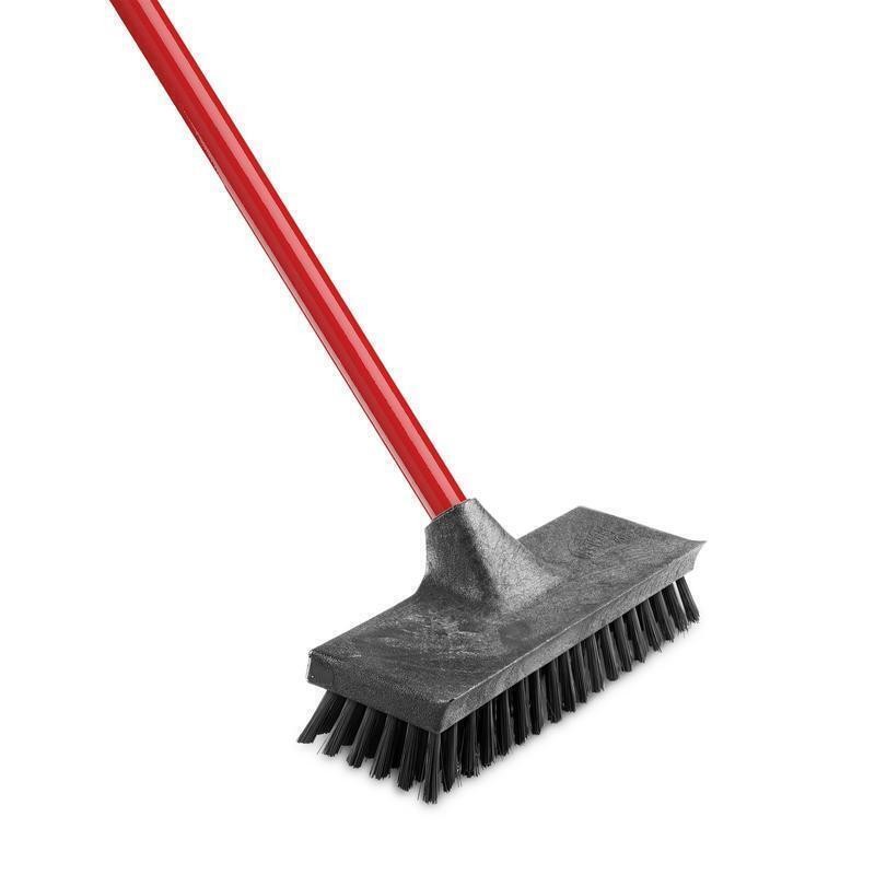 Heavy Duty Floor Scrub Brush Polypropylene Block Steel Handle Multi Surface Use