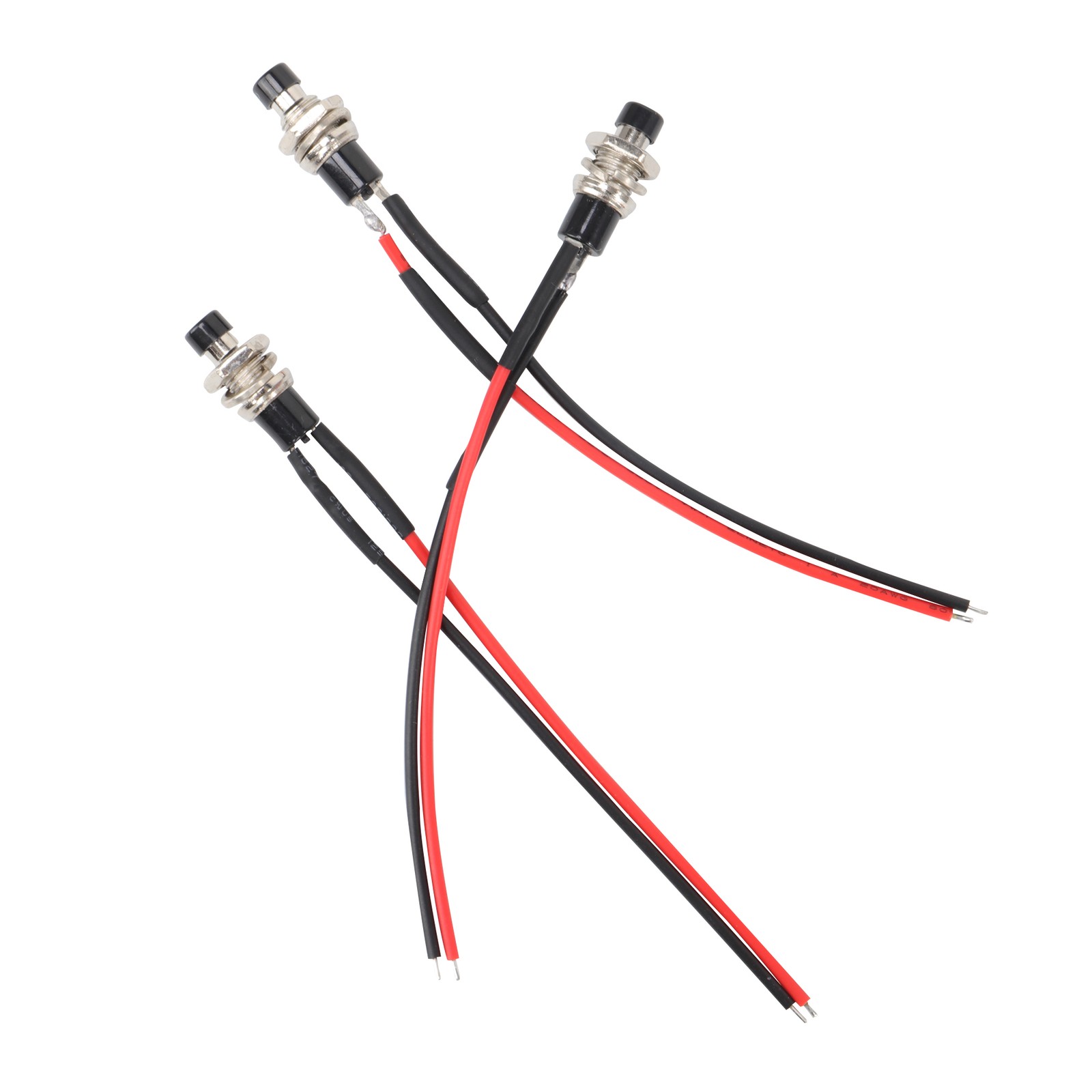 Pre-Wired SPST Momentary Mini Push Button Switch 12V 5A N/O 3 Pack with Plug