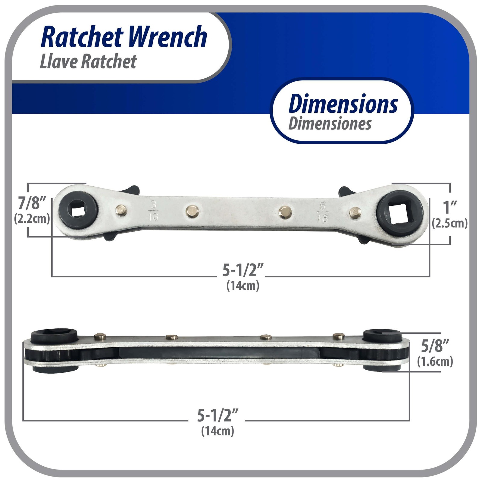 Appli Parts APT-RW122 HVAC 3/16, 1/4, 3/8 and 5/16 in service Wrench Tool with m