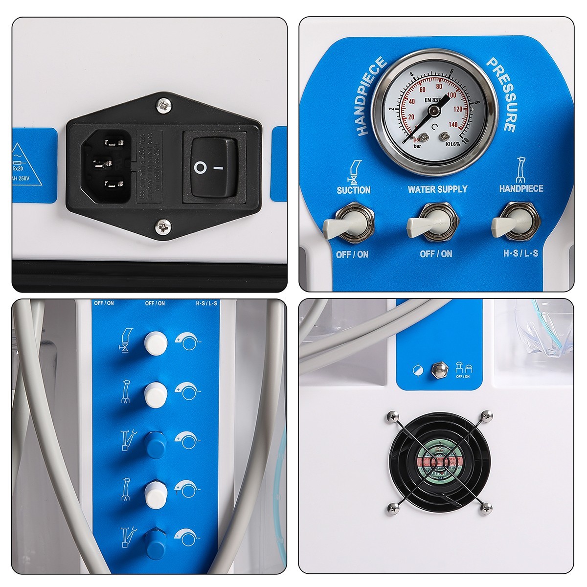 Portable Dental MobleDelivery Unit Powerful Suction Air Compressor 4Hole