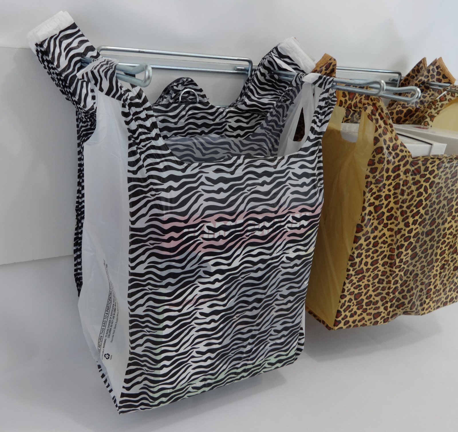 100 Qty 50 Zebra & 50 Leopard Print Design Plastic T-Shirt Bags Handle 11.5x6x21