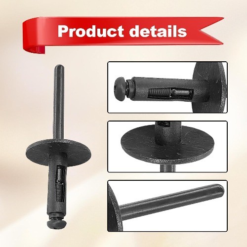10-Piece Black Nylon Fender Liner Bumper Cover Expanding Rivets, Replacement for