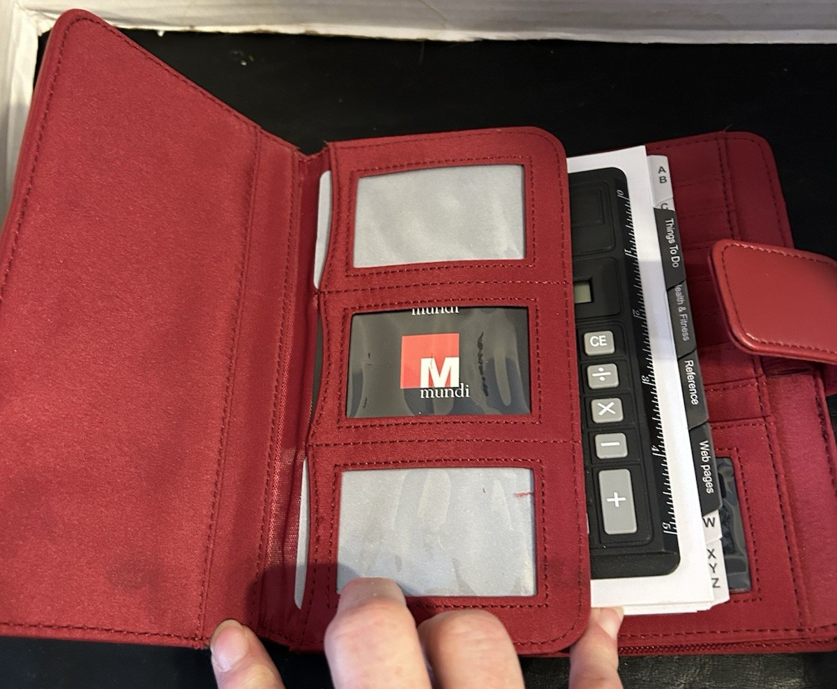 Mundi Red Faux Leather Zipper Personal Planner Organizer 7.5 in