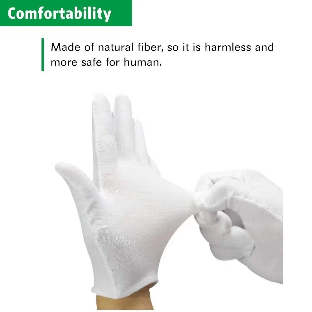 3 Pairs White Cotton Gloves Moisturizing SPA Eczema Work Liner Inspection
