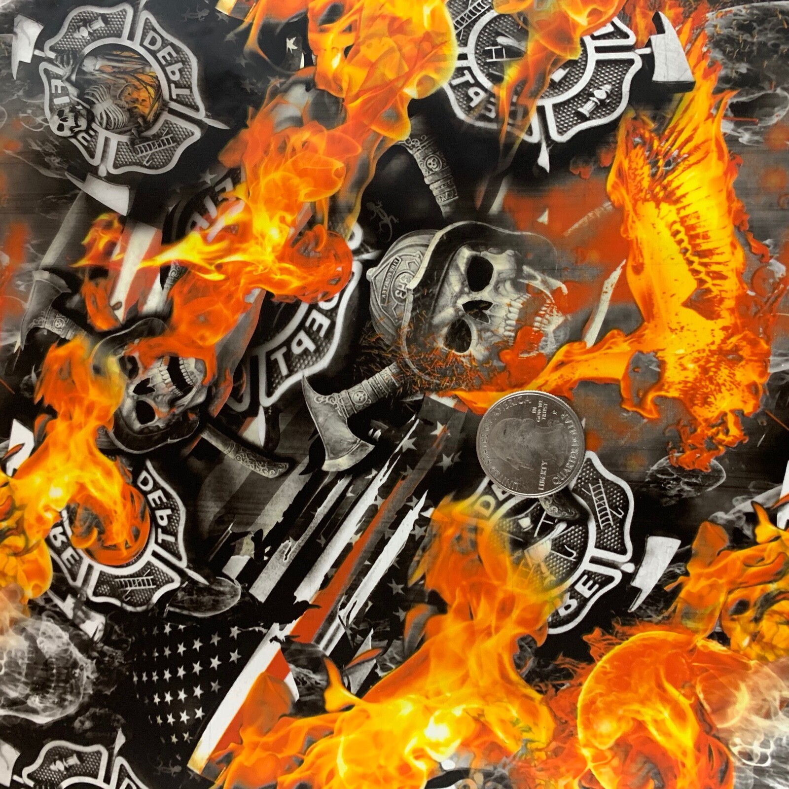 Hydrographic film Firefighter skulls hydro dip dipping 7′ x 20″