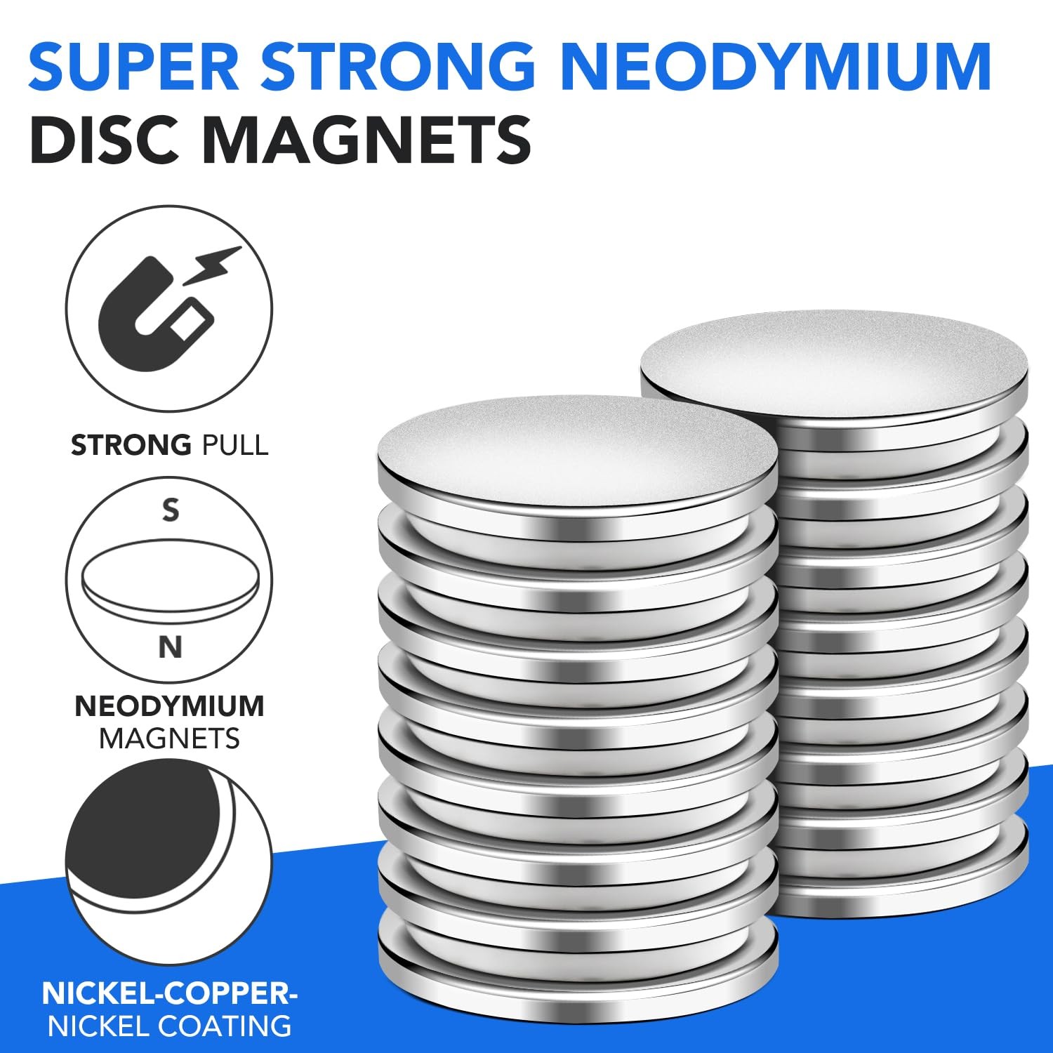 Super Strong Neodymium Disc Magnets with Double-Sided Adhesive, Powerful Permane