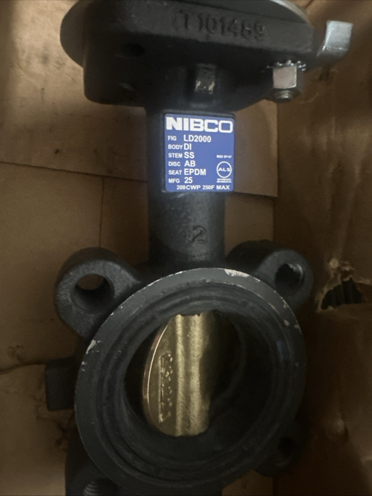 NIBCO NLG100D Butterfly 2” Valve: Manual Lug Pipe, Lever Handle, 200 Psi