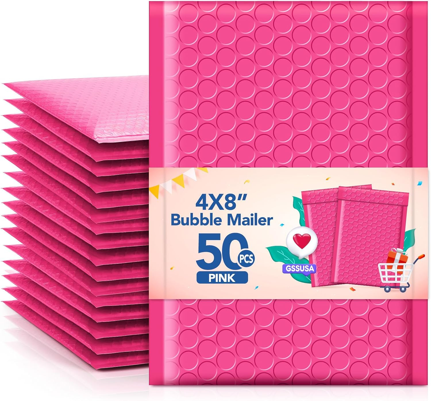 GSSSUSA Bubble Mailers 4X8 Inch 100 Pack Padded Envelopes Usable Size 4X7 Inch S