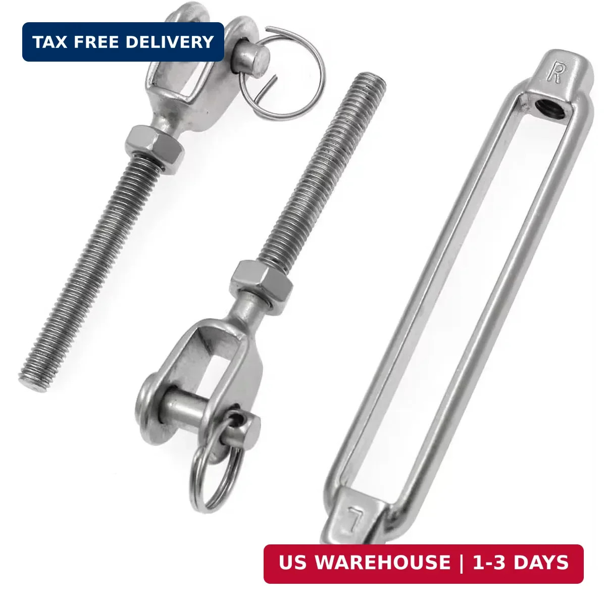 316 Stainless Steel Jaw and Jaw Open-Body Turnbuckle, 1/4″ (6mm) Thread Diameter