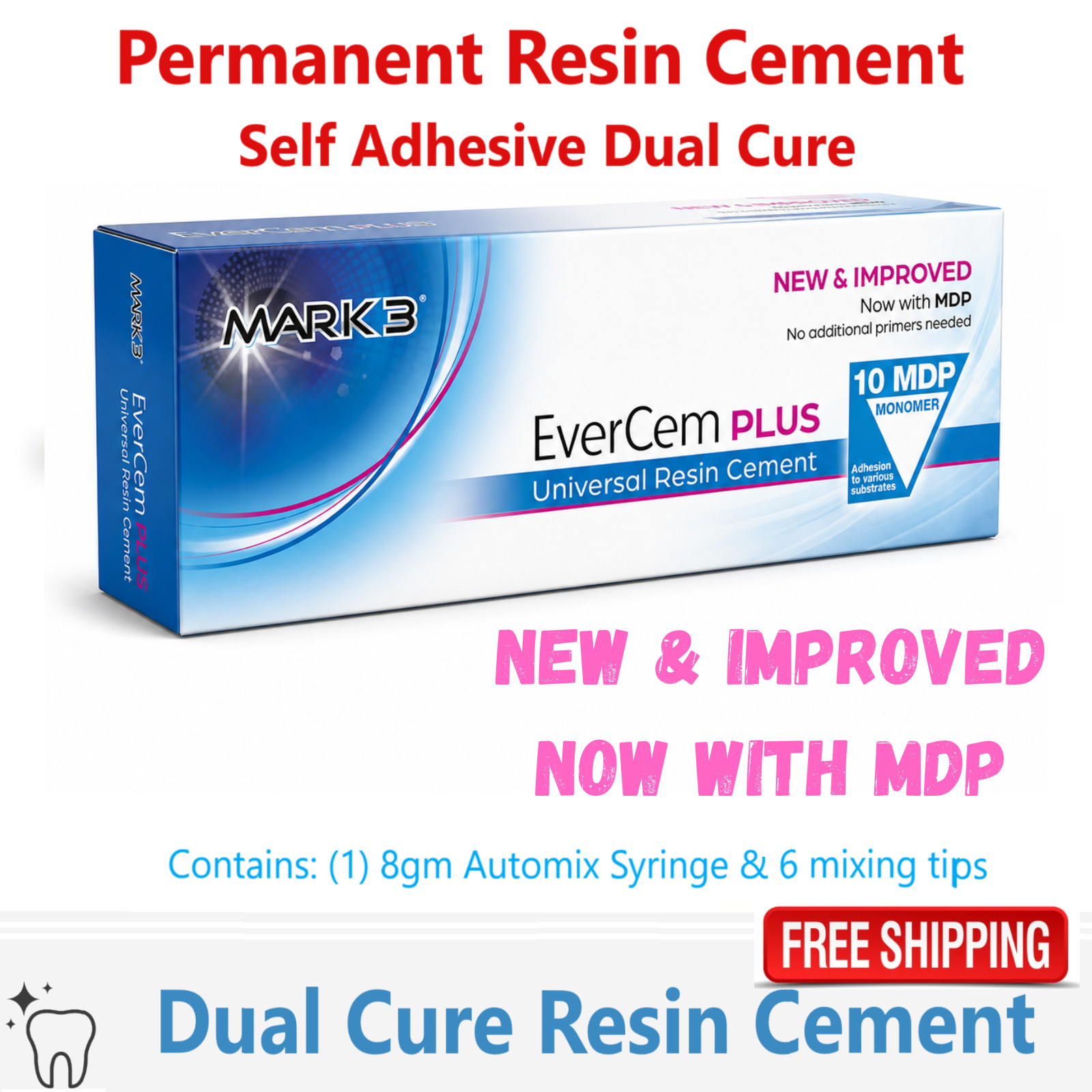 Dental Permanent Resin Cement Universal Dual Cure 8gm. Automix Syr, Exp: 02/2027