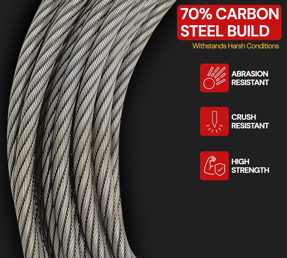 1/2″ x 75′-150′ Wire Rope Steel Winch Cable with Locking Swivel Hook