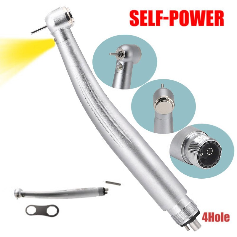 2pcs Dental Fiber Optic High Speed Turbine LED E-generator Handpiece 4 Holes