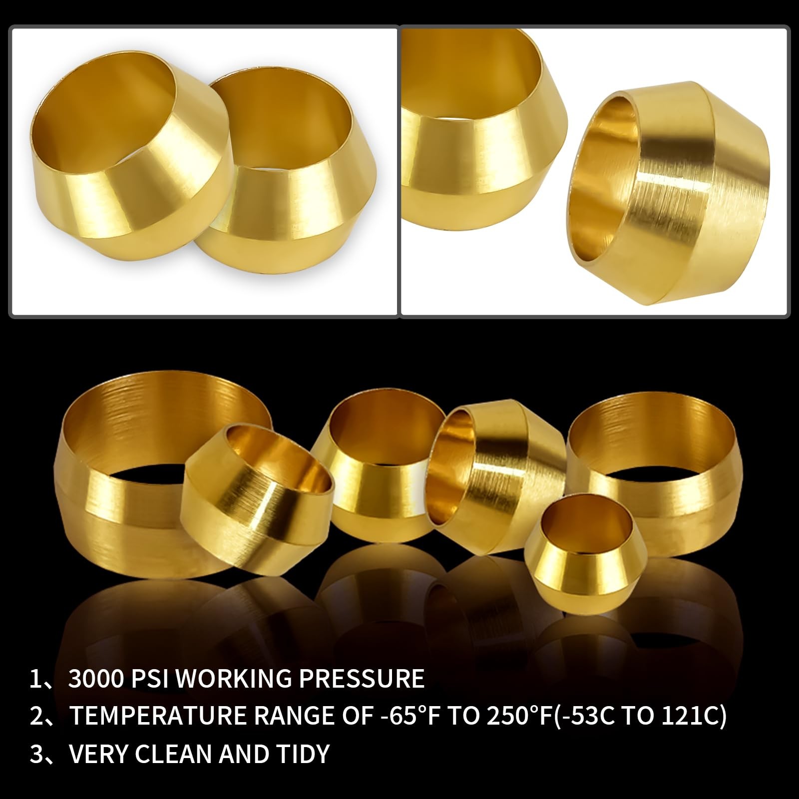 MuHize Brass Compression Ferrules Kit – 50 Pieces 3/8 Inch Inch, 50 pcs