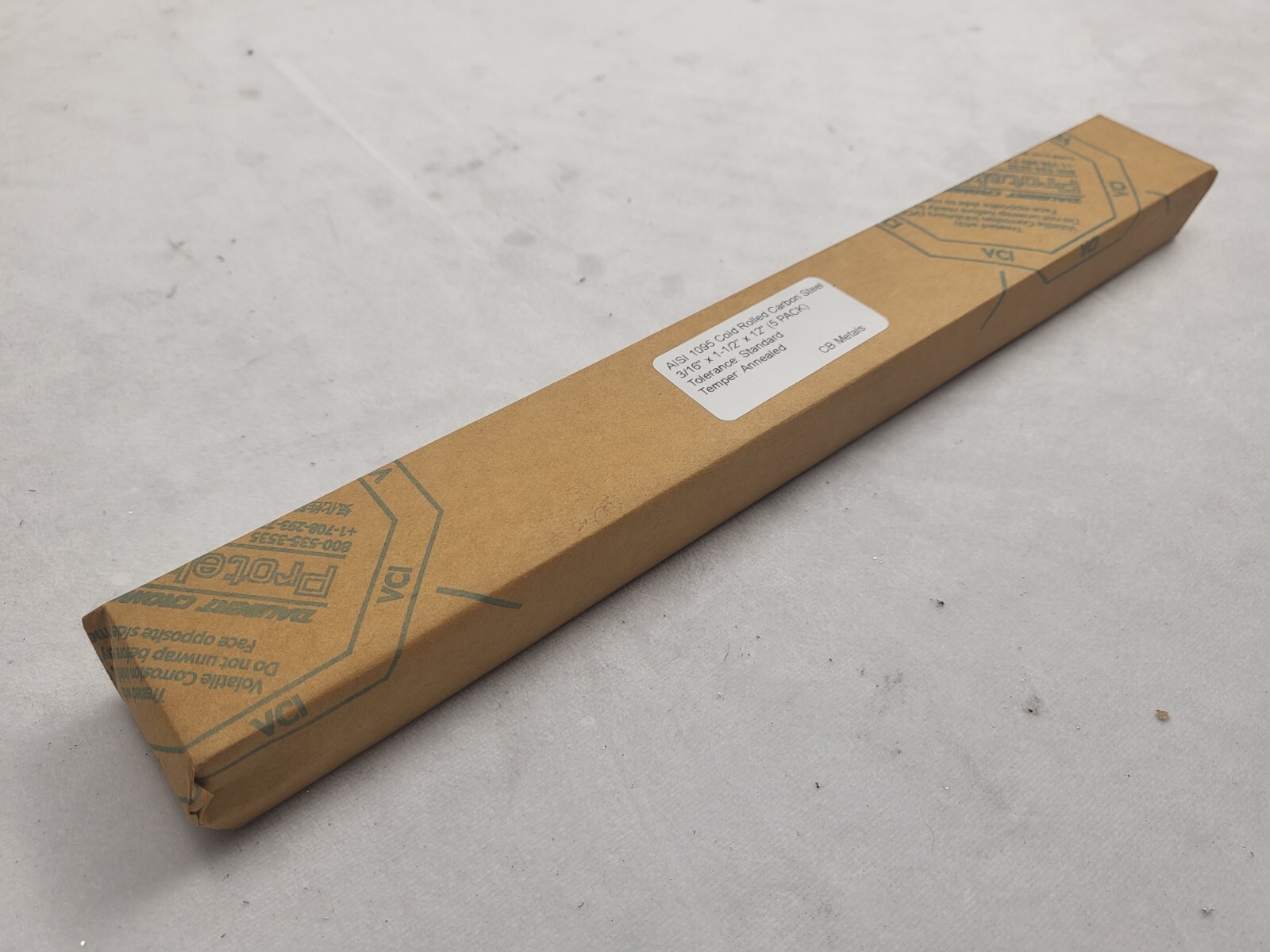 1095 Cold Rolled Carbon Steel 3/16″ x 1-1/2″ x 12″, Knife Making Stock 5 PACK