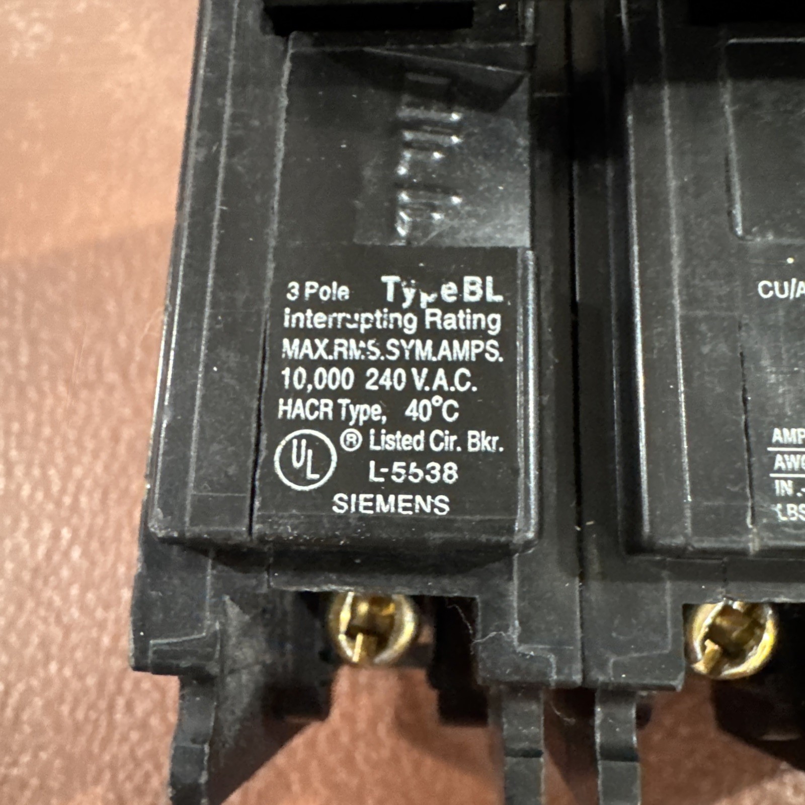 Siemens B315 3 Pole 15A 240V Bolt-on Circuit Breaker 15 Amp 3P