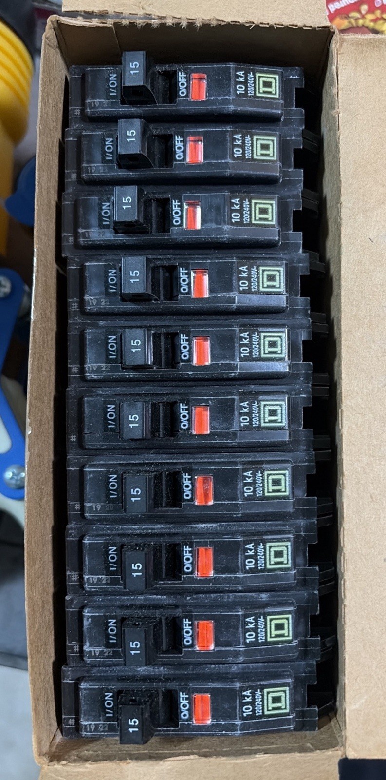 (10) New Square D QO115 Circuit Breaker Plug-in 15A 1-Pole 120/240V