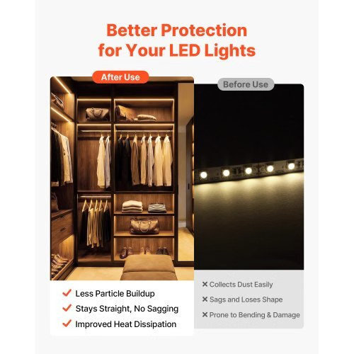 10-Pack 6.6 ft/2M U Shape LED Aluminum Channel, with Milky Cover, End Caps and