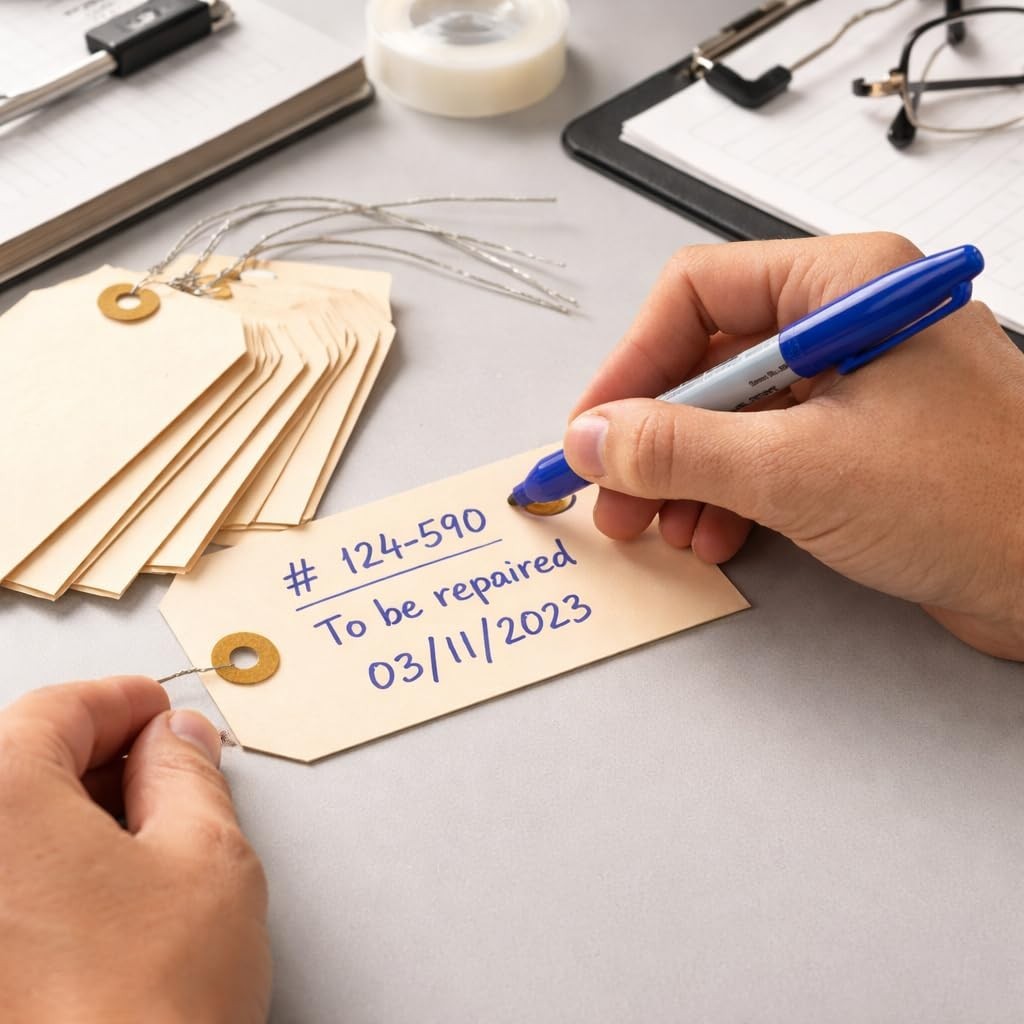 Durable Shipping Tags with Wire Ties – 200 Manila Paper Tags 4.75″ x 2.375