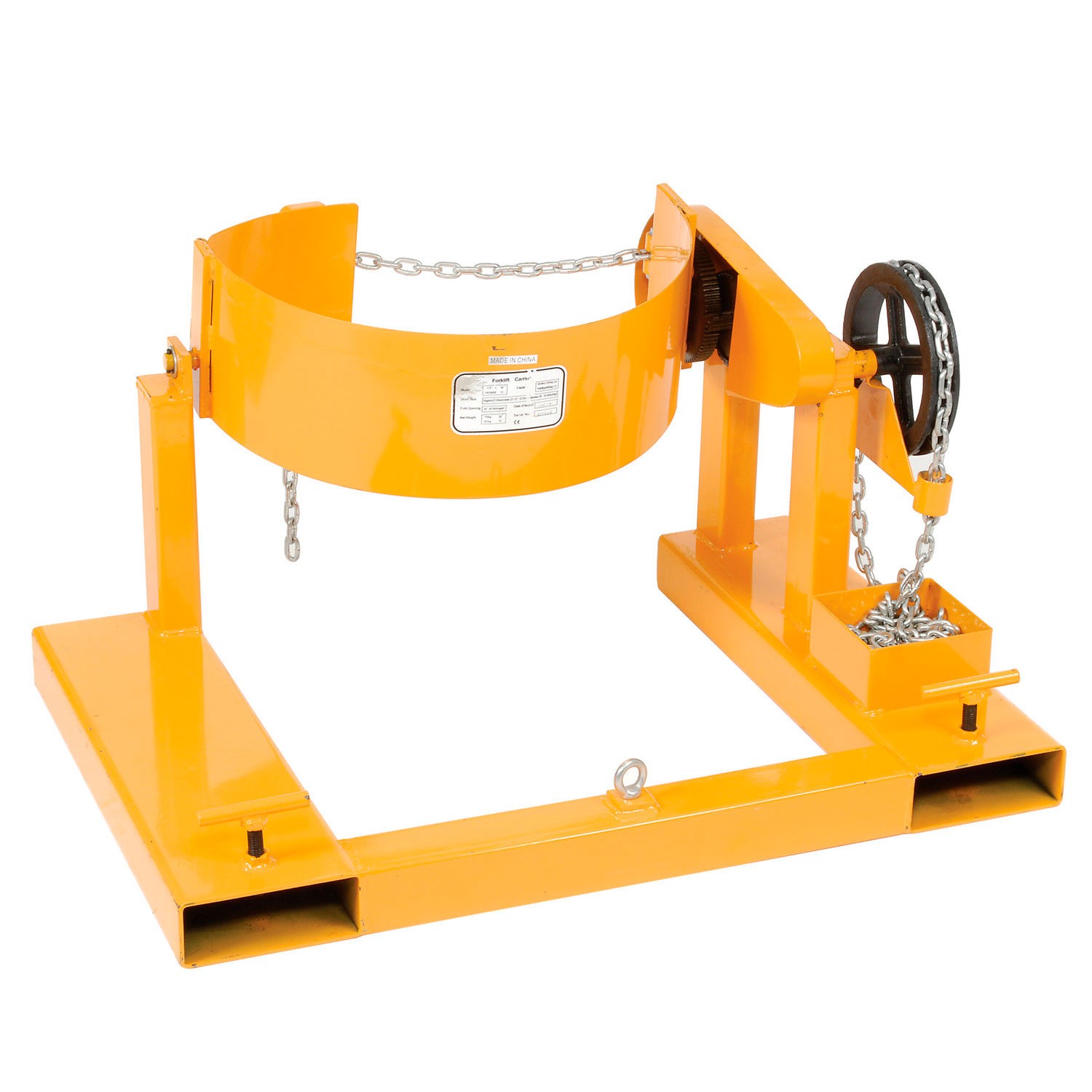 Forklift Tilting 55 Gallon Drum Dumper Steel Yellow 800 Lb. Capacity