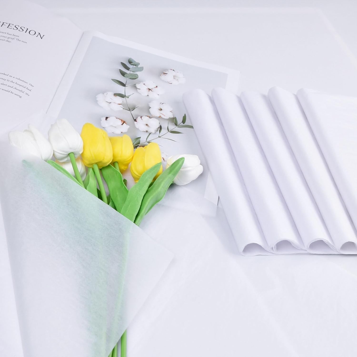 500 Sheets 14″x20″ 20″x 30″ White Wrapping Tissue Paper Bulk for Gift Bags White