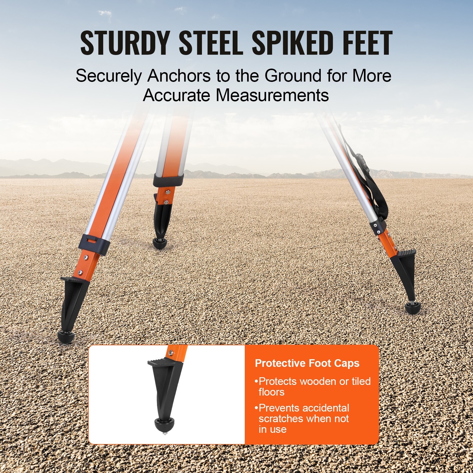 VEVOR Laser Level Tripod Stand 5/8″-11 Thread 45.07-114.37 in Height Adjustment