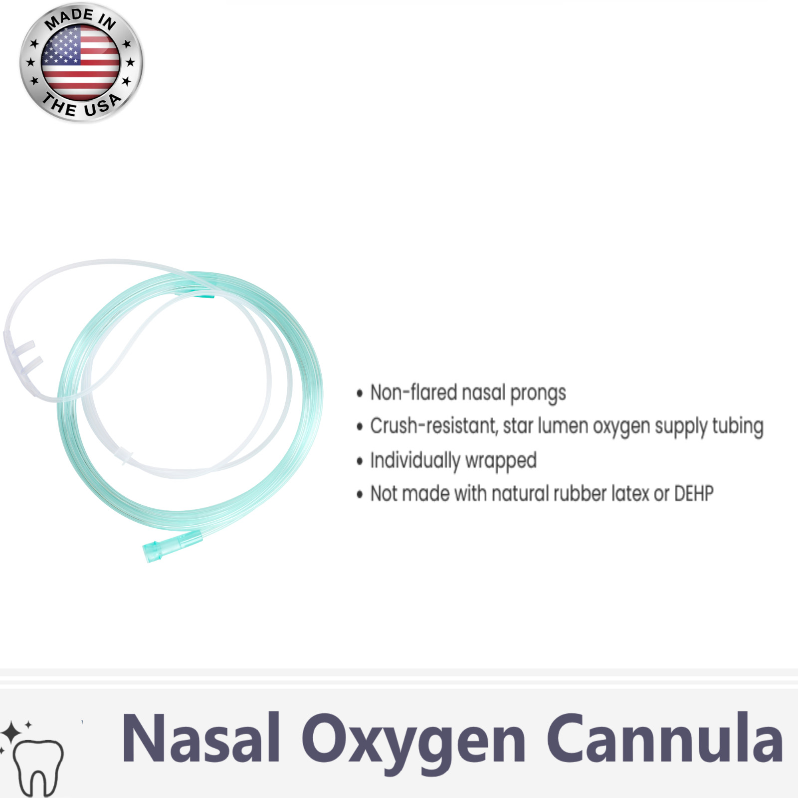 *10 Pack* Dynarex Standard Tip Nasal Oxygen Cannulas, 7′ Crush Resistant Tubing