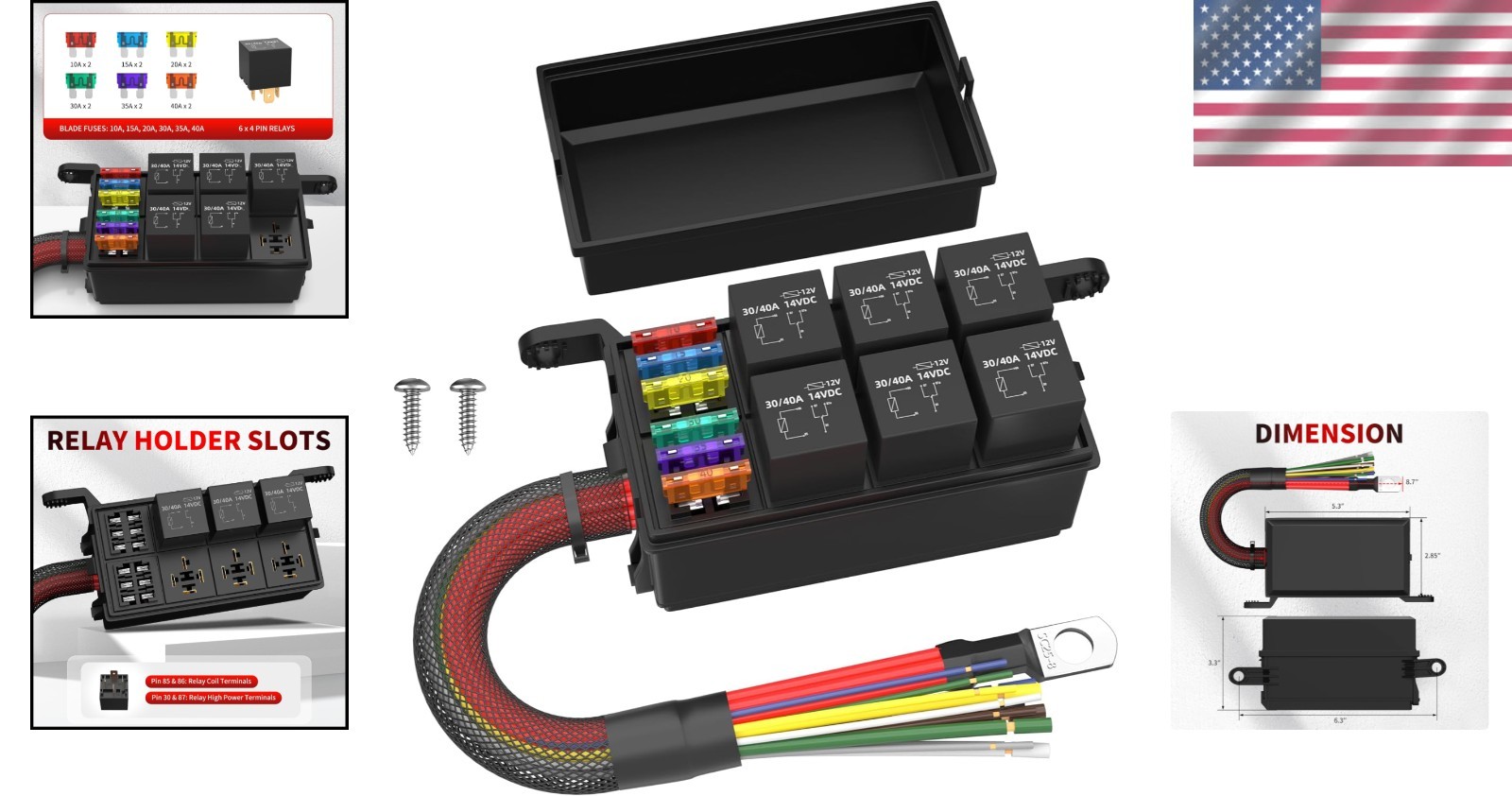 6-Way Pre-Wired Relay Fuse Box for Automotive & Marine – Superior 40A Protection