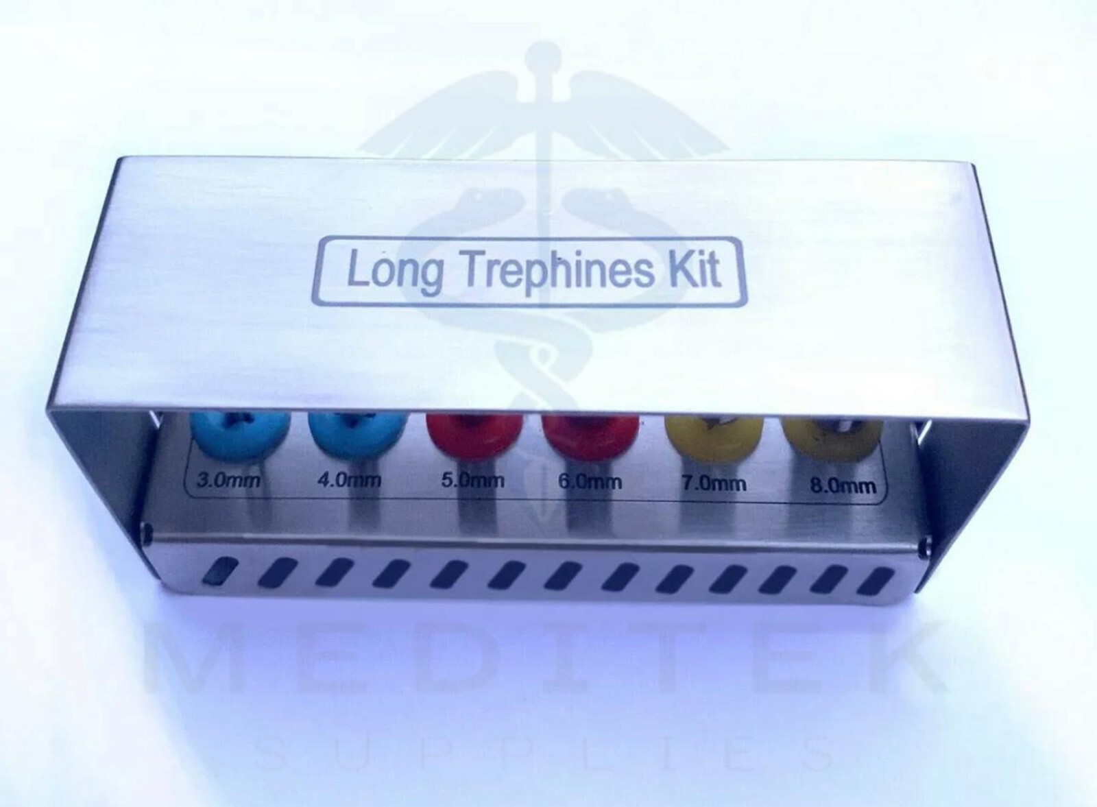 Dental Long Trephine Drills Kit 6 Pcs Implant Crown Removal Kit Free Bur Holder