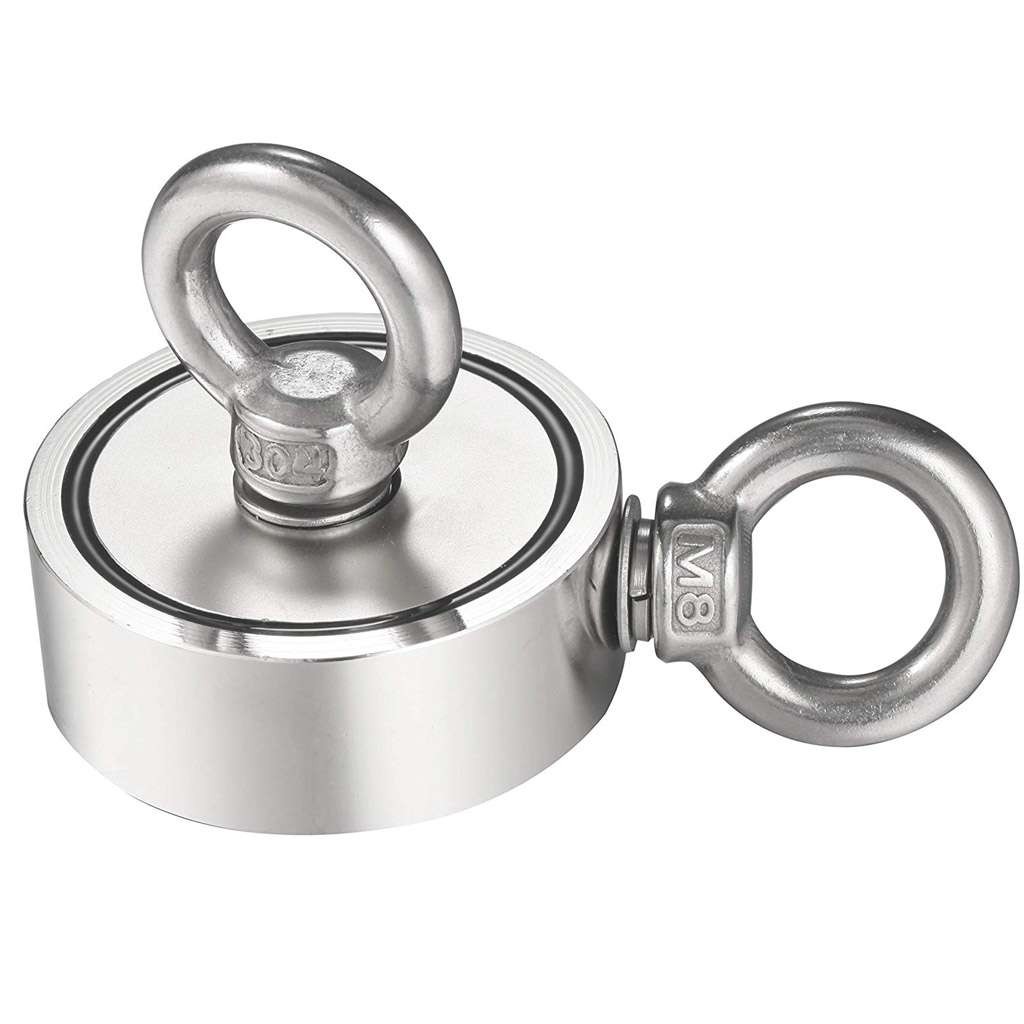 Dual Sided Neodymium Fishing Magnet Retrieval Magnet Stainless Steel Eye Bolts