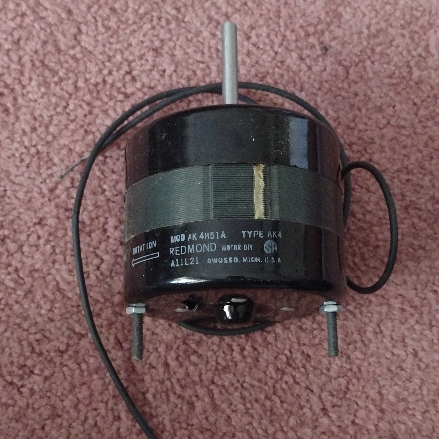 Redmond AK4H51A 115V AC 1PH Induction Motor 1550RPM 1/70HP Open Base Owosso Mich