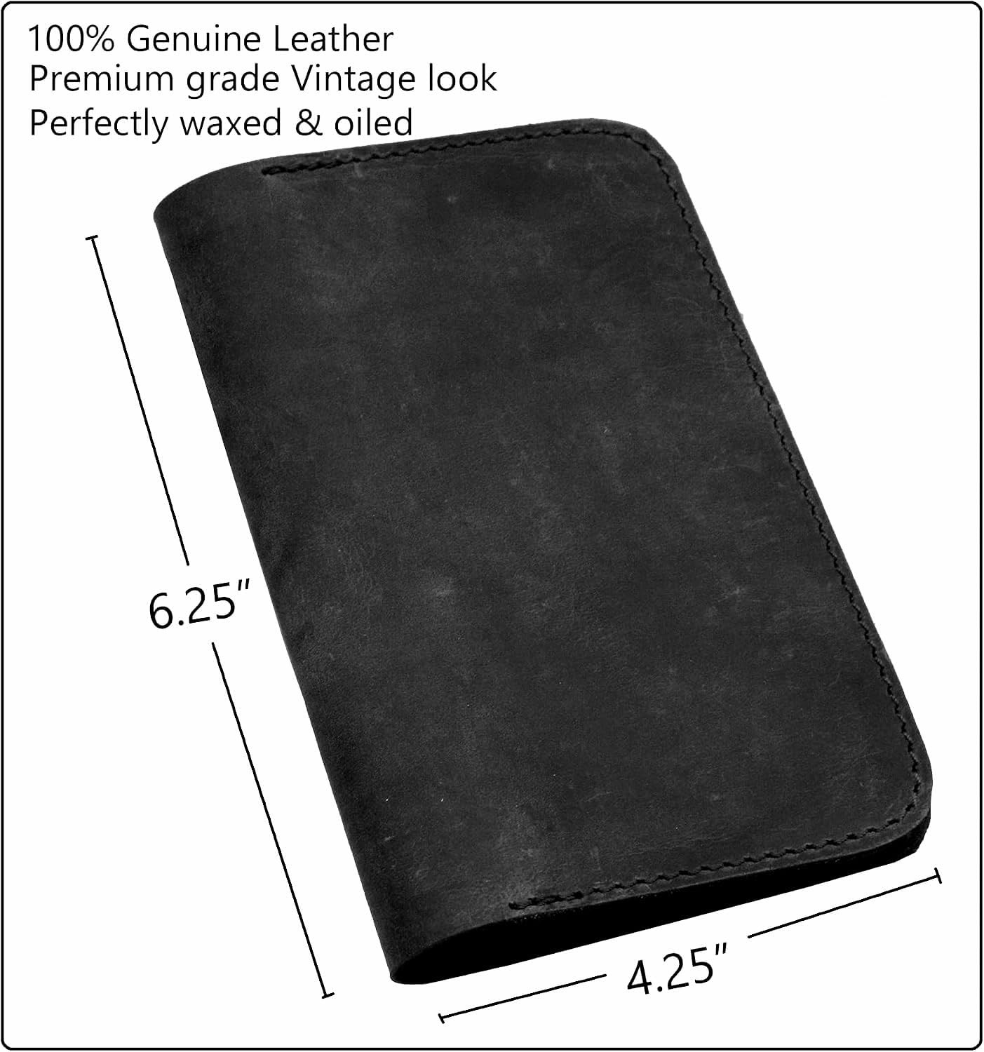 Leather Journal Cover for Field Notes, Small Pocket Size Notebook 3.5″ X