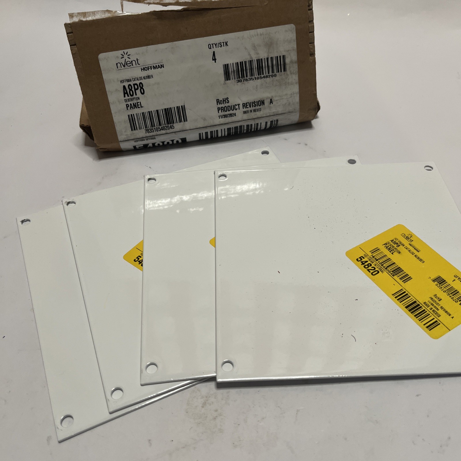 Lot of 4 nVent Hoffman Interior Panel Cover 8″ x 8″ White For Junction Box A8P8