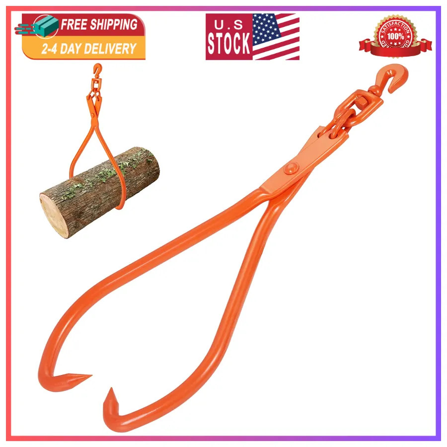 32 Inch Log Skidding Tongs Heavy Duty Steel 2 Claw Lumber Lifting Tool 1543 lbs