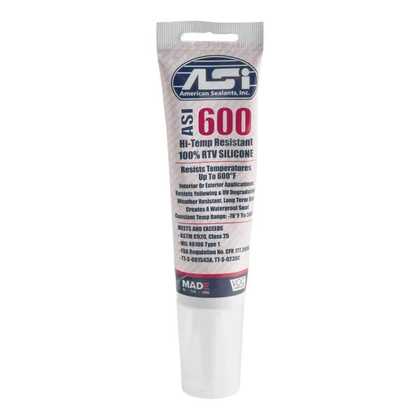 24 pk-ASI 600 High Temperature RTV Silicone Sealant 2.8 Oz Tube-red
