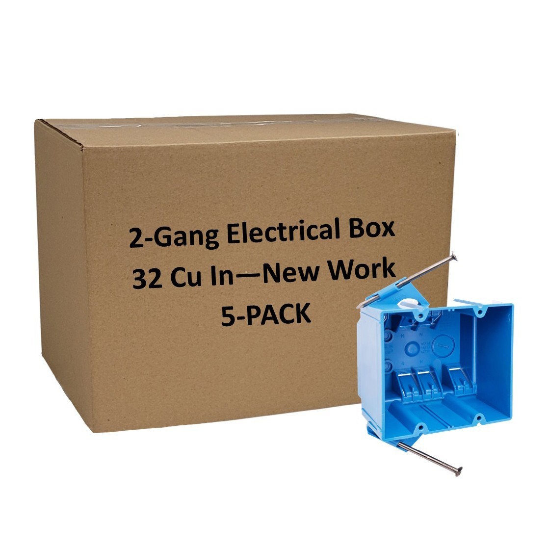 5-Pack 2-Gang Electrical Outlet/Switch Box 32 Cu In New Work Double Gang Blue