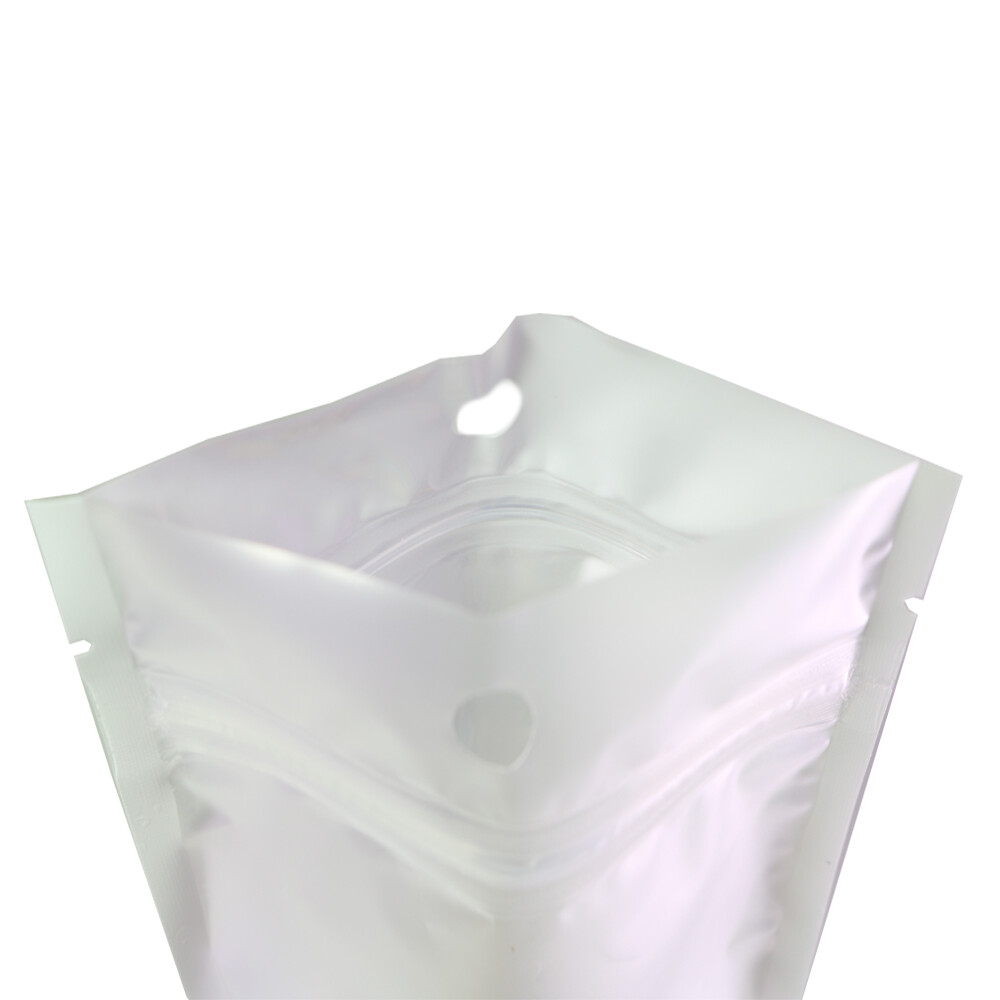 100pc Matte Clear Front White Back Zip Lock Bags w/ Hang Hole 12x22cm 4.75×8.5in