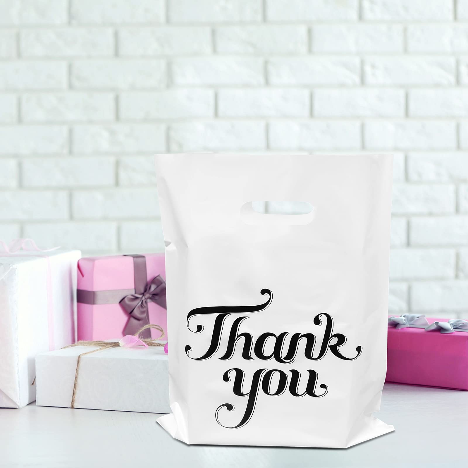 100 Pcs White 12×15″ Thank You Bags, Shopping 1 Count (Pack of 100),