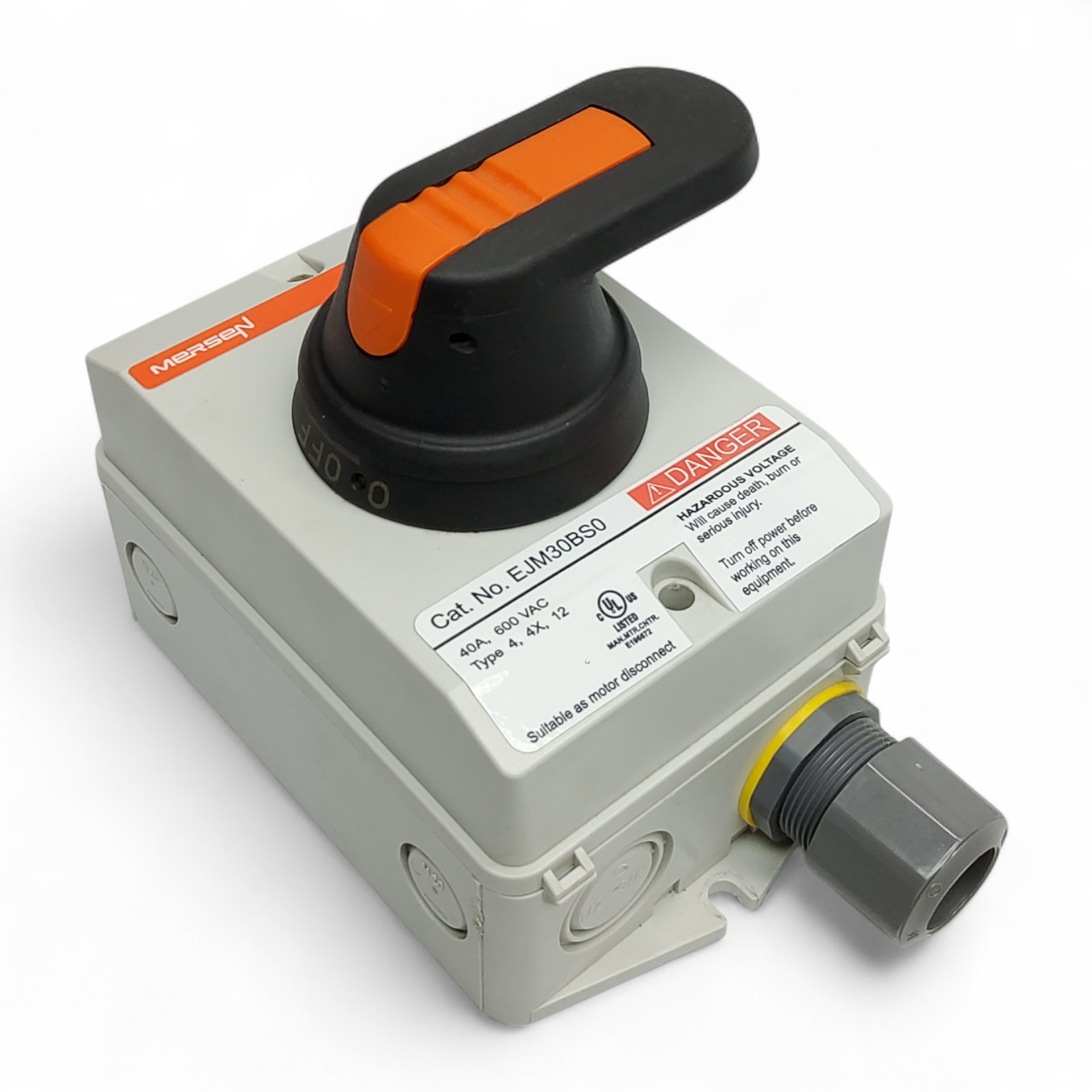 Mersen EJM30BS0 Enclosed Disconnector Switch 40A 600 4X non-Metallic VAC NEMA