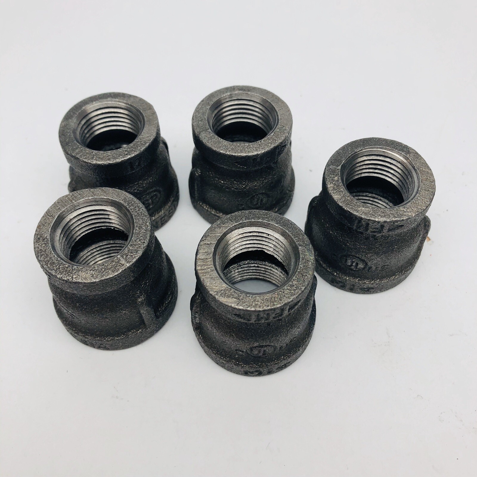 LOT OF 5 INDONESIA 3/4″ X 1/2″ BLACK COUPLING REDUCER IRON PIPE THREADED FITTING