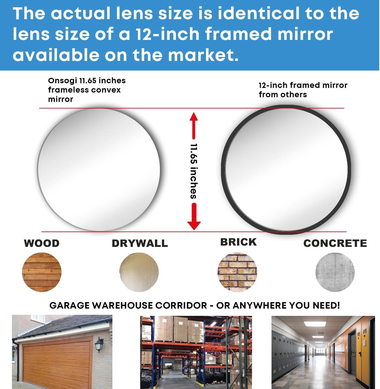 12″ Round Corner Convex Mirror Security Safety Outdoor Driveway Garage Wide View