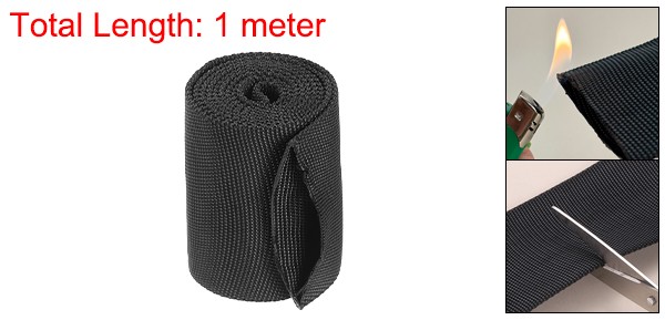 1.7″ ID 3FT Black Nylon Protective Hose Sleeve Cable Cover Sheath Hose Wrap
