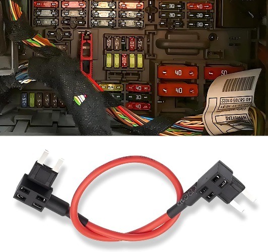 1 PC Car Fuse Adapter with Standard 14 AWG Wire, 20 Amp Bypass Cable and Puller