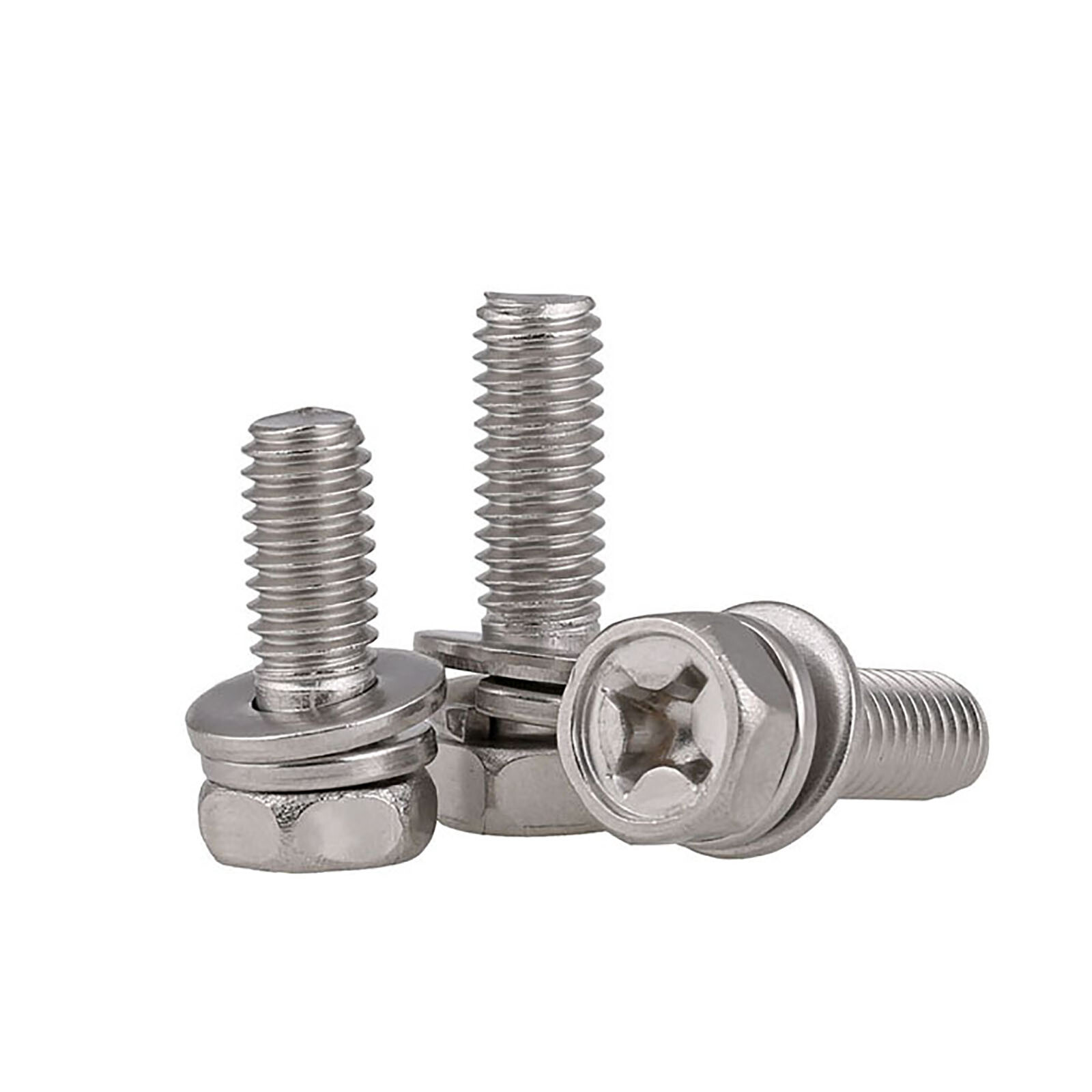M3M4M5M6M8M10 A2 Stainless Phillips Hex Head Bolt Spring/Flat Washer Sems Screws