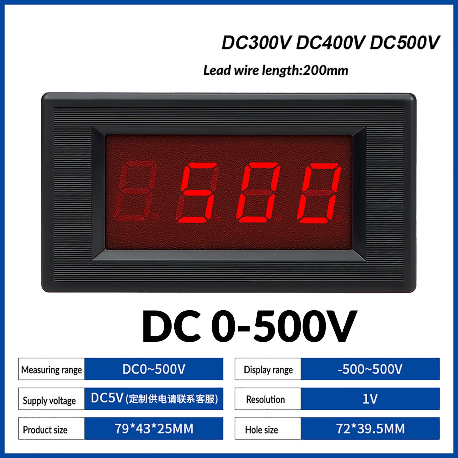DC 0-1000V/1000A Digital Voltmeter Ammeter 3Digit LED display Tester Panel/Shunt