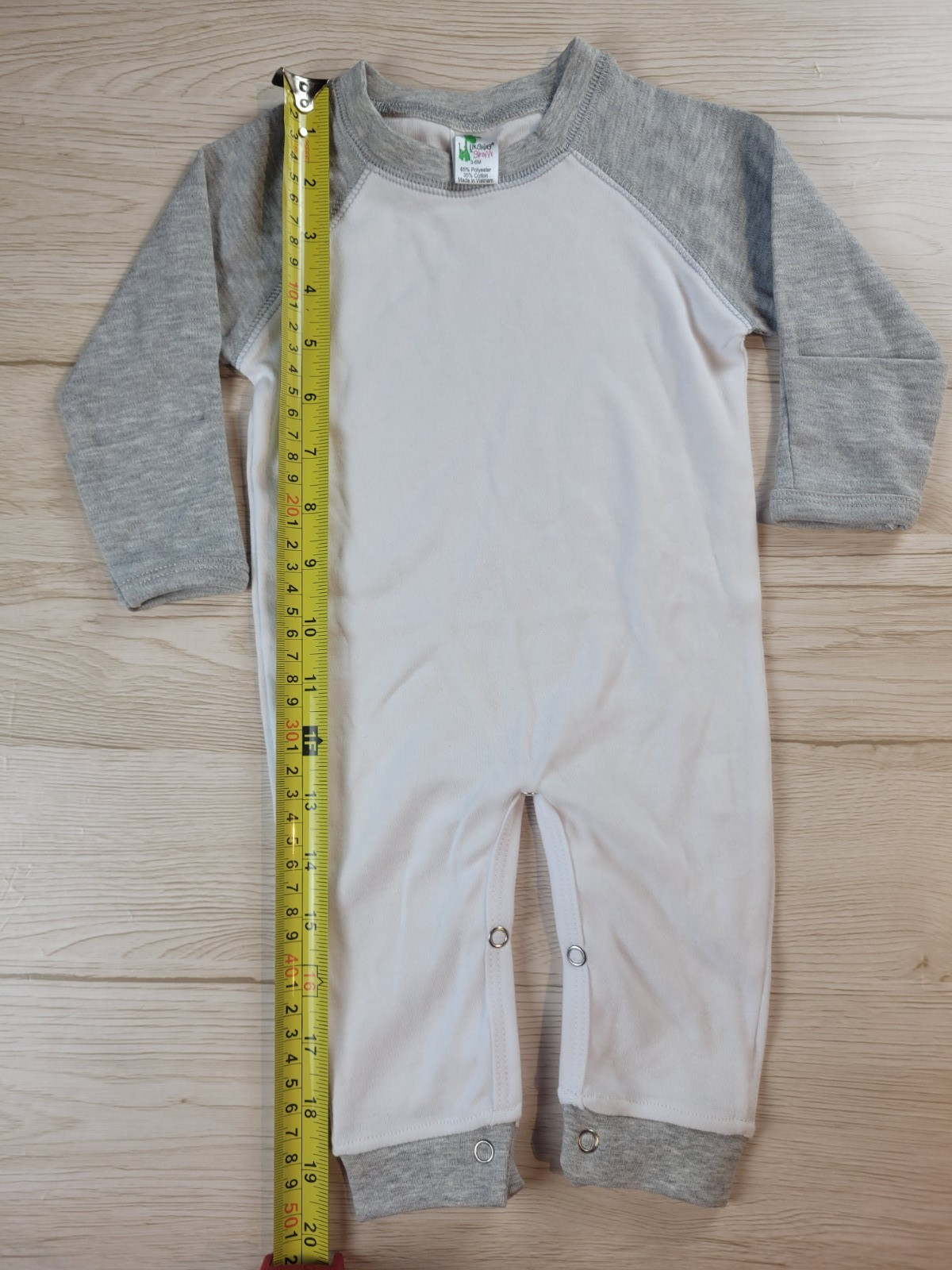 Baby One-Piece Raglan Sleep N Play blank– White/Gray Polyester Cotton 3-6 month